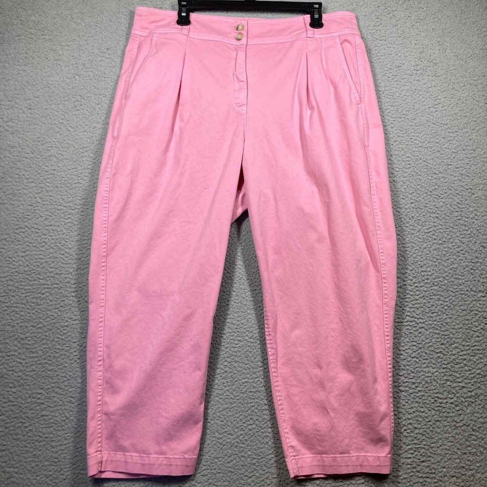 J.Crew Pleated Chino Pants Women 16 Pink High Rise Crop Tapered Cotton Stretch